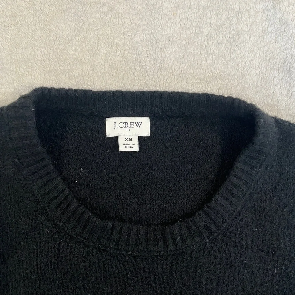 J. CREW Womens XS Crewneck Black Wool Blend Sweater Classic